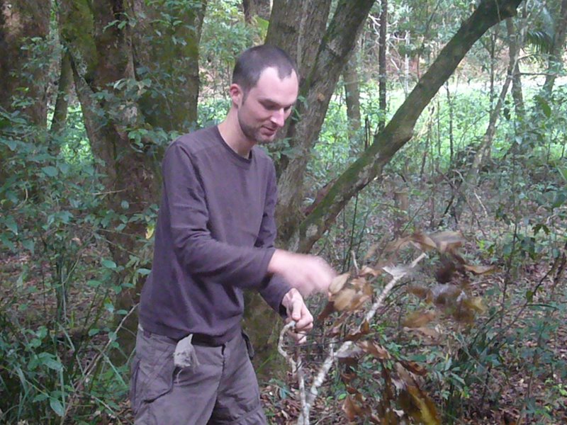 Bushman builds fire